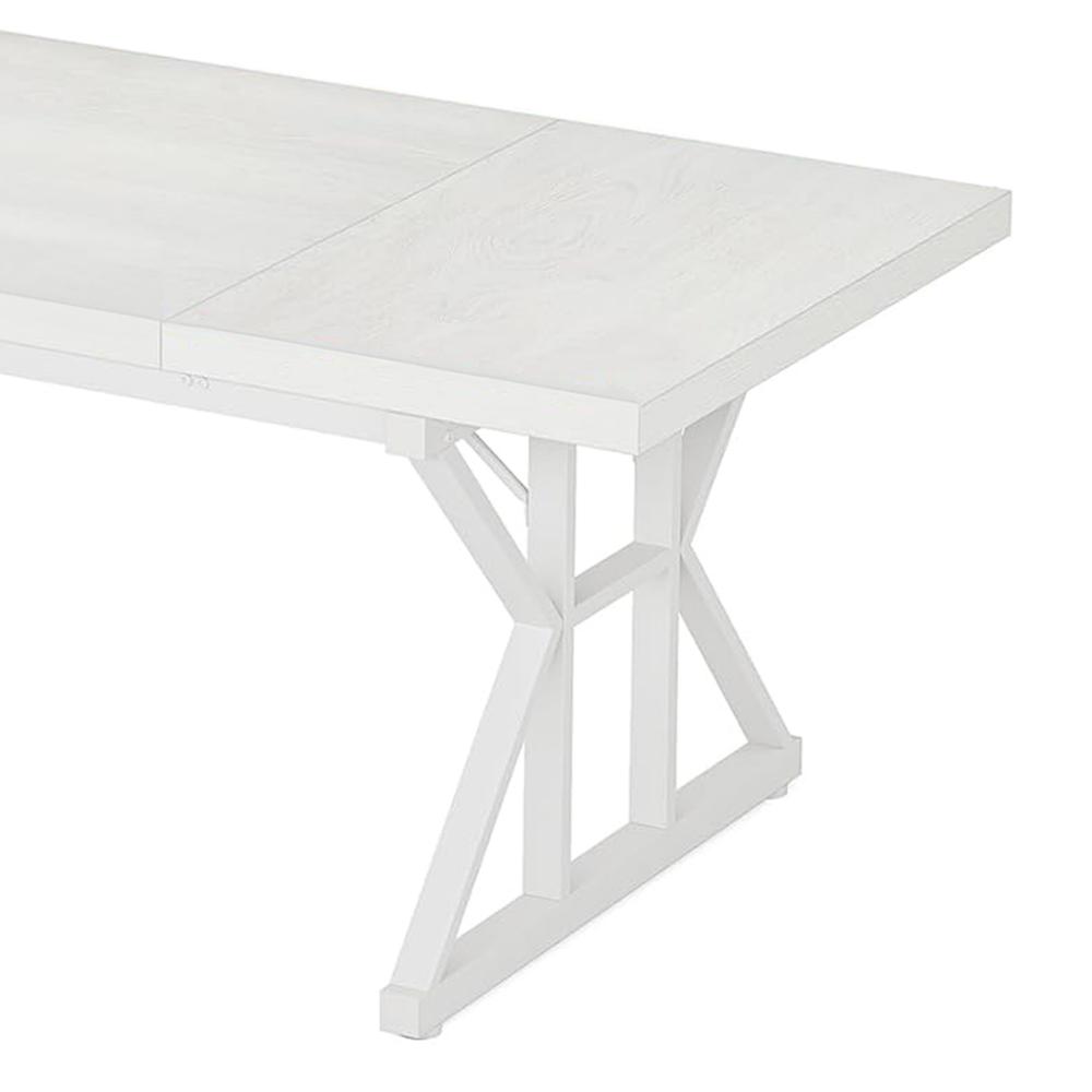 Siy Conference Table, 71 Inch White Rectangular Top, Cross Metal Base -BM328539