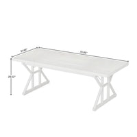 Siy Conference Table, 71 Inch White Rectangular Top, Cross Metal Base -BM328539
