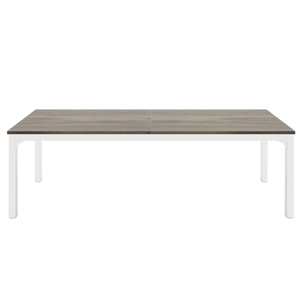Jack Conference Table, 79 Inch Rectangular Gray MDF Top, White Metal -BM328540