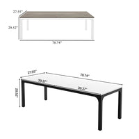 Jack Conference Table, 79 Inch Rectangular Gray MDF Top, White Metal -BM328540