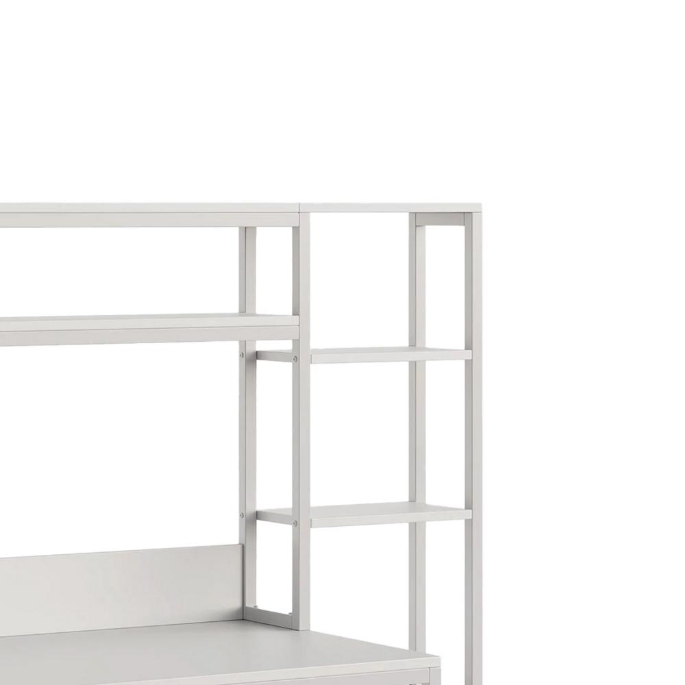 Computer Desk, 2 Drawers, Open Shelf Hutch, White Metal, 60 Inch -BM328544