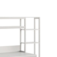 Computer Desk, 2 Drawers, Open Shelf Hutch, White Metal, 60 Inch -BM328544