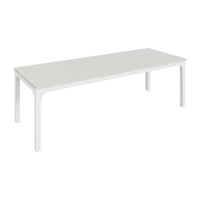 Computer Desk, 79 Inch White MDF Rectangular Top, White Metal Legs 