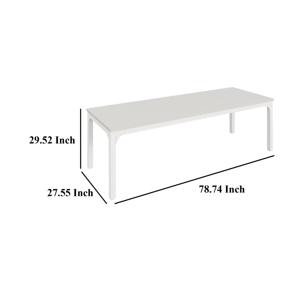 Computer Desk, 79 Inch White MDF Rectangular Top, White Metal Legs  -BM328545