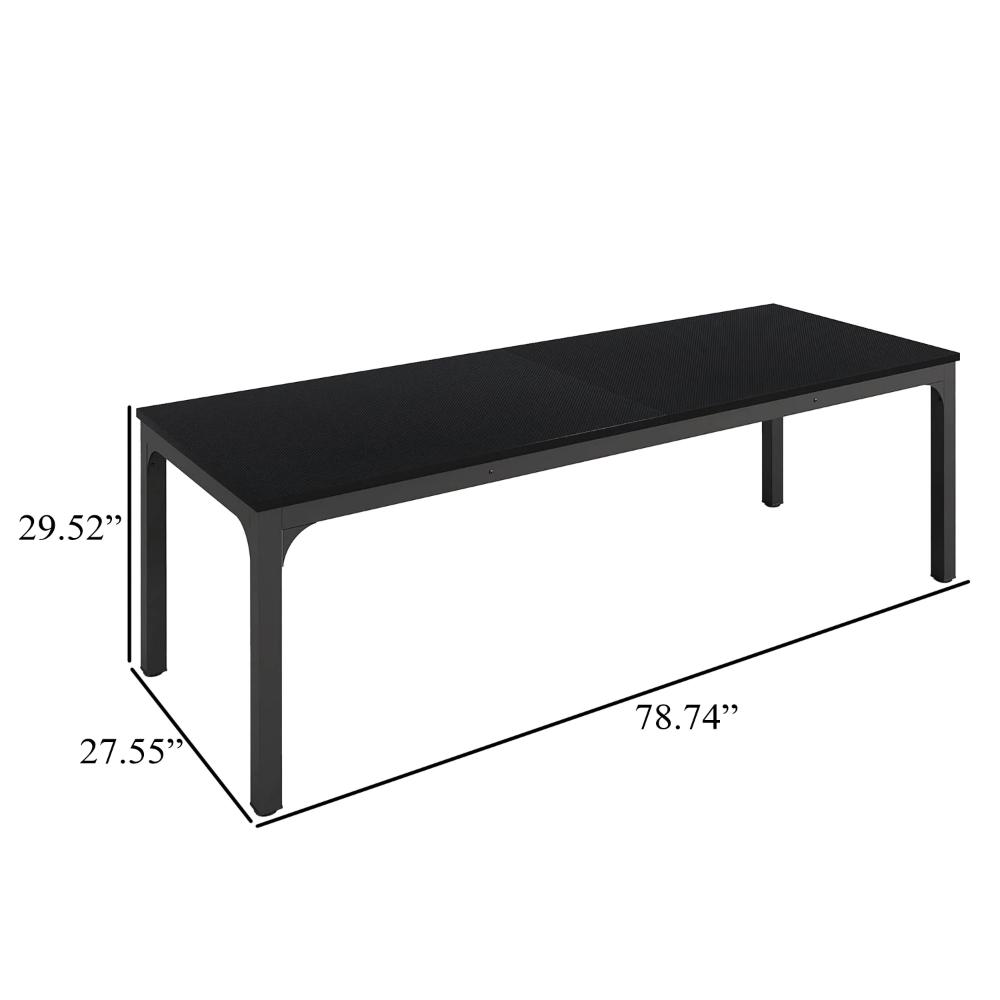 Lar Conference Table, 79 Inch Black Rectangular MDF Top, Metal Legs -BM328547