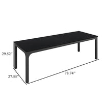 Lar Conference Table, 79 Inch Black Rectangular MDF Top, Metal Legs -BM328547