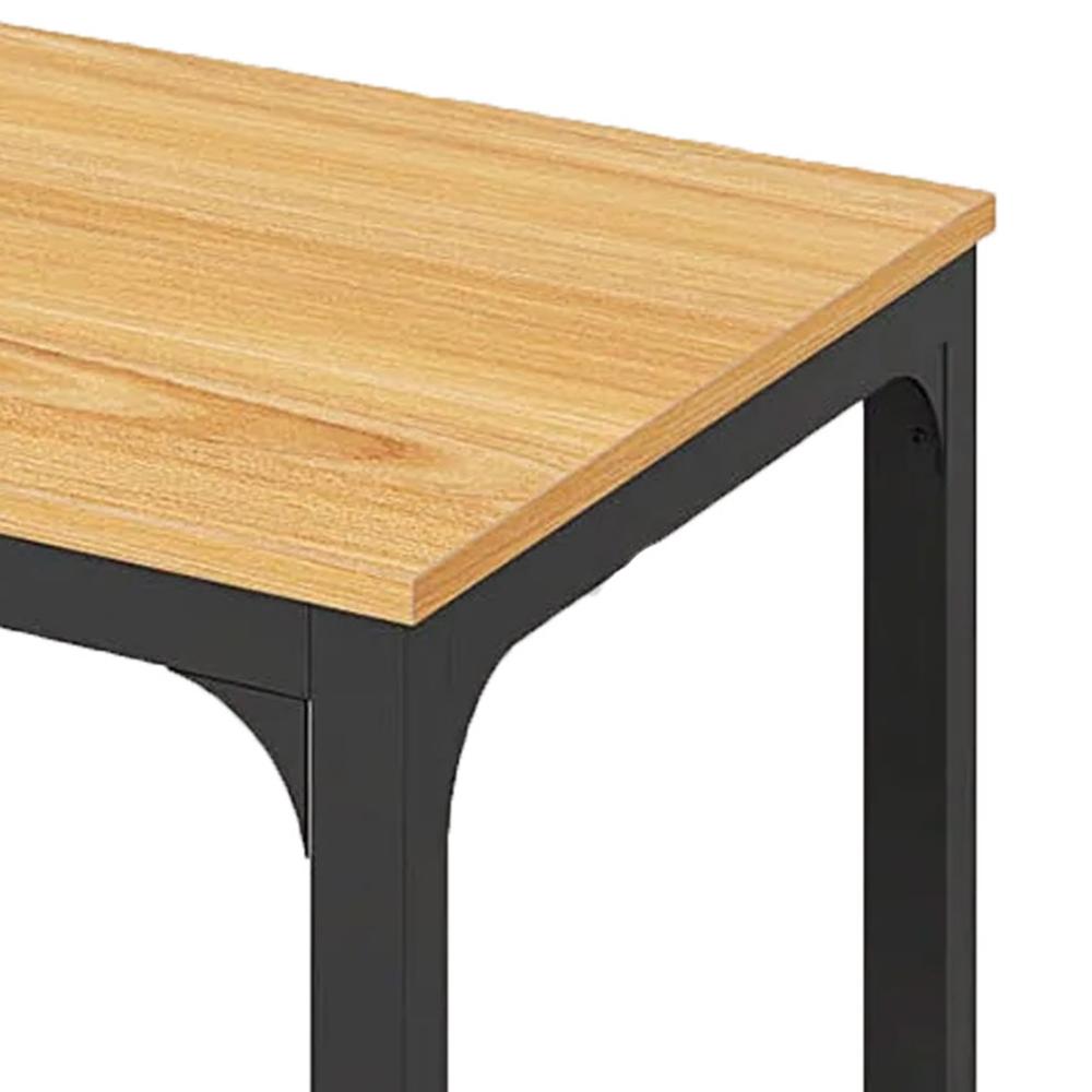 Lar Conference Table, 79 Inch Brown Rectangular Top, Black Metal Legs -BM328548
