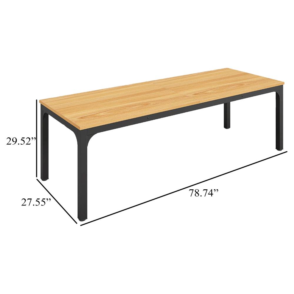Lar Conference Table, 79 Inch Brown Rectangular Top, Black Metal Legs -BM328548