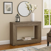 Evan Console Table, 47 Inch Rectangular Top, Rustic Gray, Open Shelf -BM328550