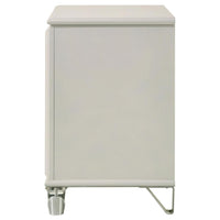 Ory Nightstand w 2 Drawers, Chrome Star Handle, Pearl Ivory Wood -BM328571
