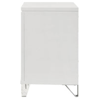 Mory Nightstand, 2 Drawers, Embossed Herringbone Pattern White, Chrome -BM328577