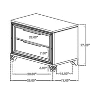 Mory Nightstand, 2 Drawers, Embossed Herringbone Pattern White, Chrome -BM328577