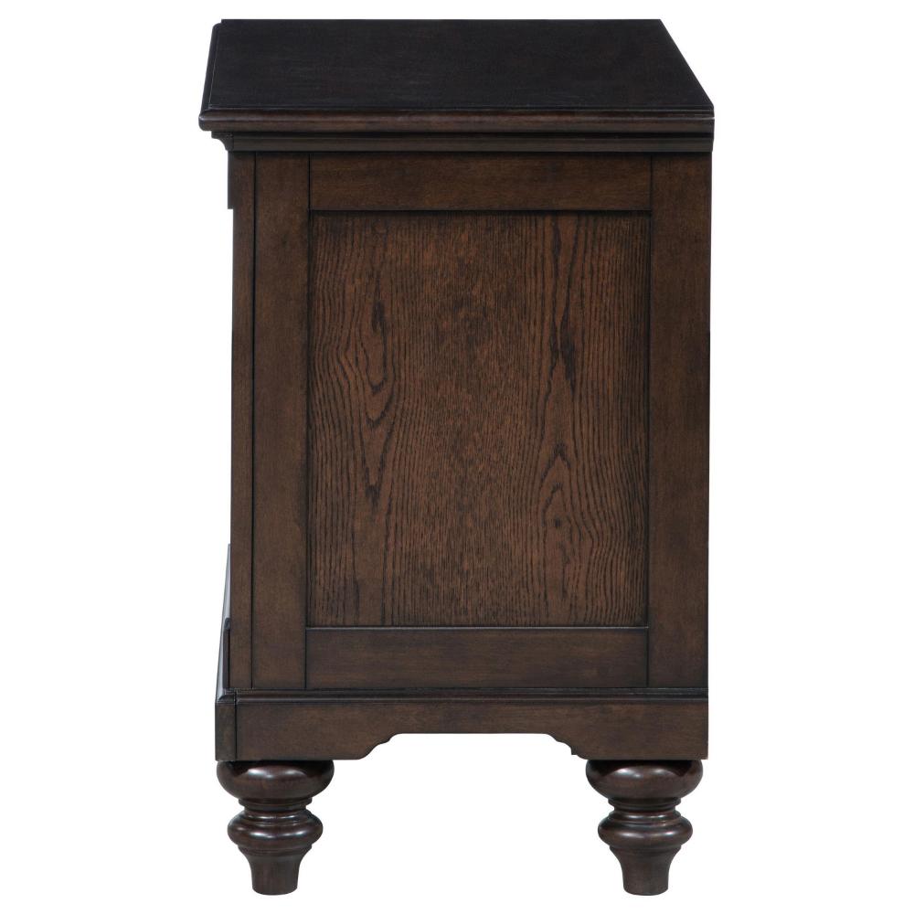 Meon Nightstand w Drawer and Open Cubby Shelf, Dark Oak Brown Wood -BM328604