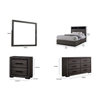 Zo 4 Piece King Size Bedroom Set, Two Tone Gray and Black Trims - BM328607