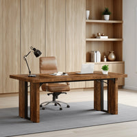 Ada Conference Table, 71 Inch Brown Rectangular, Black Metal Frame -BM328609