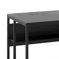 Executive Office Desk, 71 Inch Gray L Shape, 2 Shelves, Black Metal -BM328612