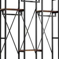 Garment Rack, 3 Black Metal Rods, 5 Rustic Brown Shelves, 72 Inch -BM328617