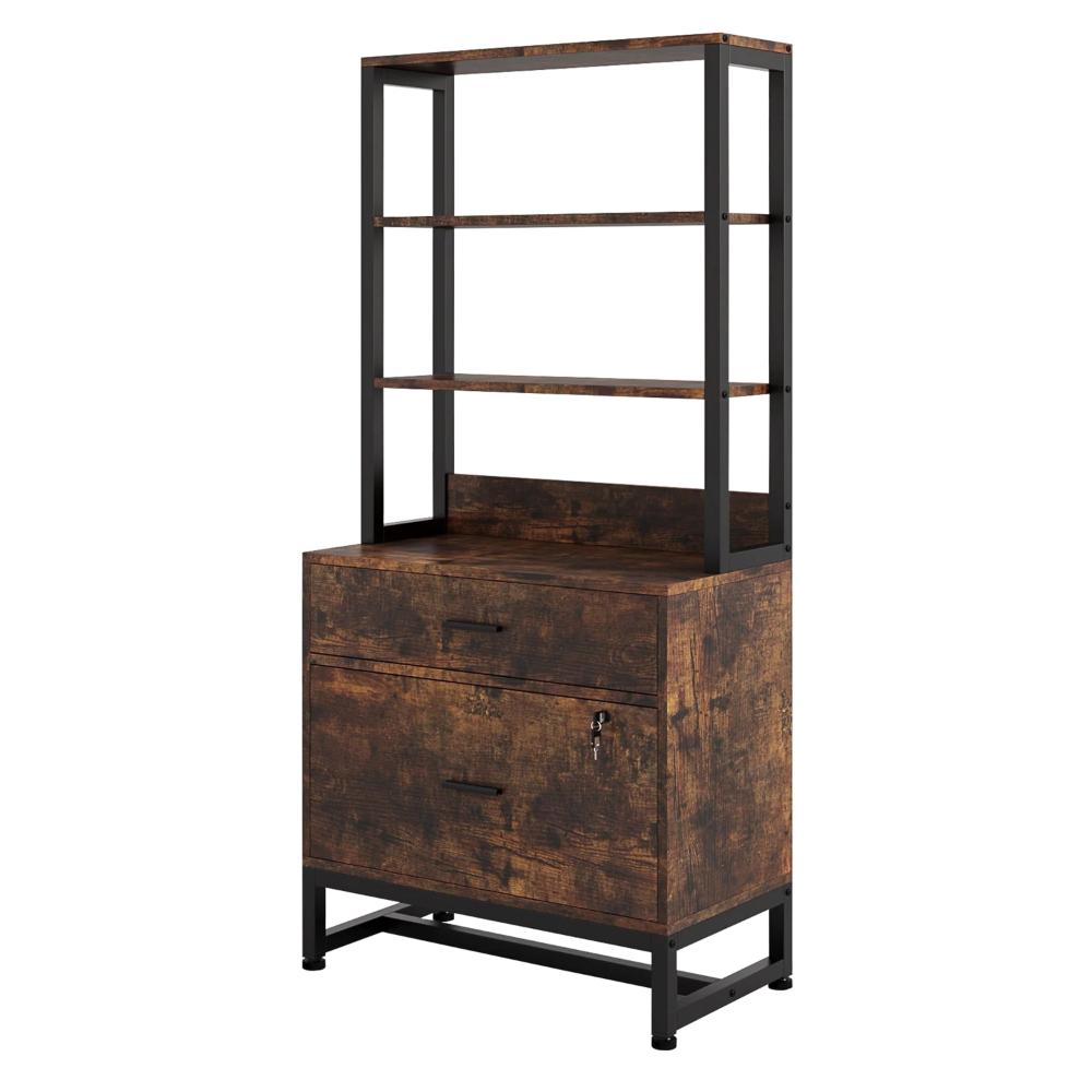 File Cabinet, 2 Drawer with Locks, 3 Shelves, Black Metal 61 Inch -BM328621