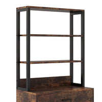 File Cabinet, 2 Drawer with Locks, 3 Shelves, Black Metal 61 Inch -BM328621