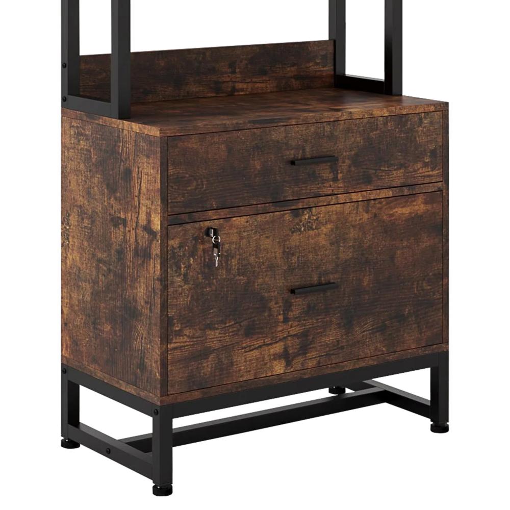 File Cabinet, 2 Drawer with Locks, 3 Shelves, Black Metal 61 Inch -BM328621
