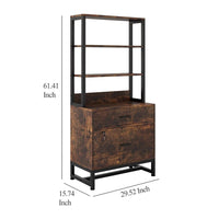 File Cabinet, 2 Drawer with Locks, 3 Shelves, Black Metal 61 Inch -BM328621