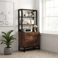 File Cabinet, 2 Drawer with Locks, 3 Shelves, Black Metal 61 Inch -BM328621