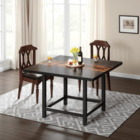 Conference Dining Table, Brown Rectangular, Black Metal Frame, 39 Inch -BM328622
