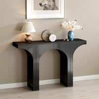 Console Table, 47 Inch Long Rectangular Top, Modern Black Arch Base -BM328631