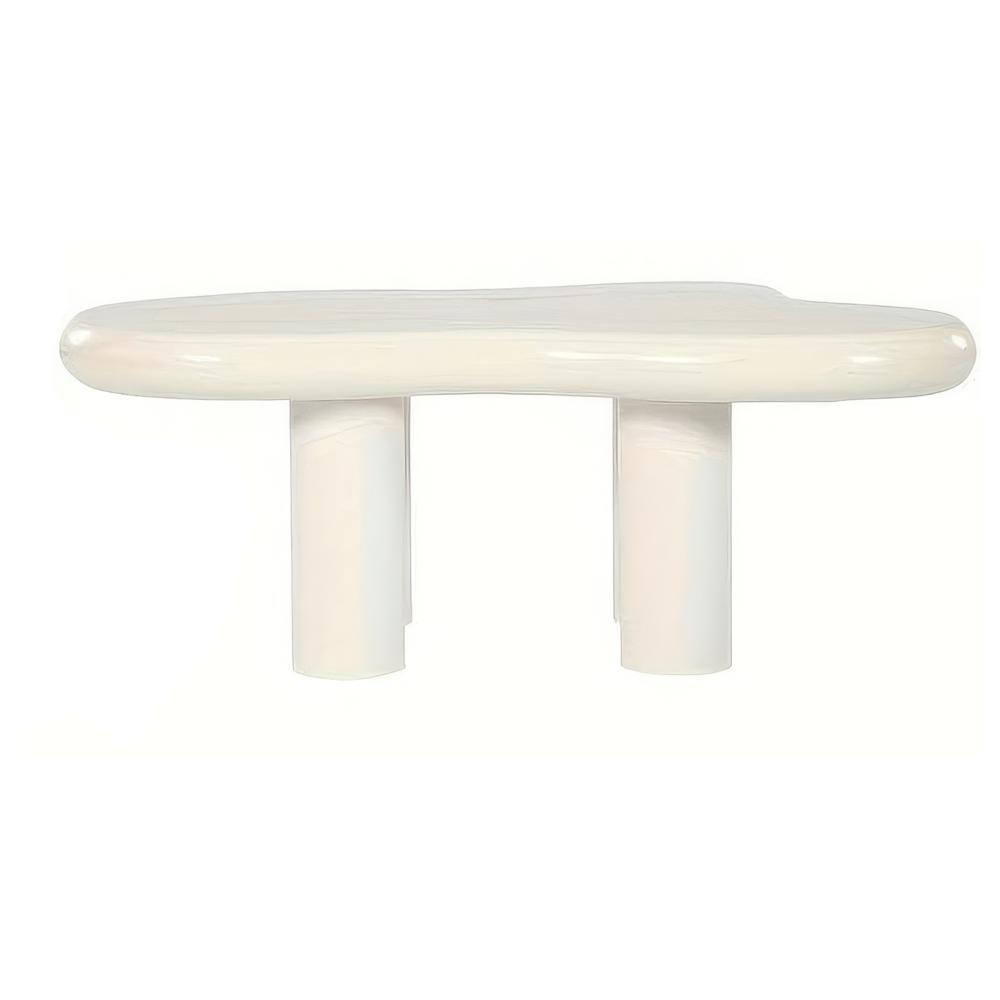 Coffee Table, Cloud Shaped Top, Modern Soft White Finish, 39 Inch -BM328632