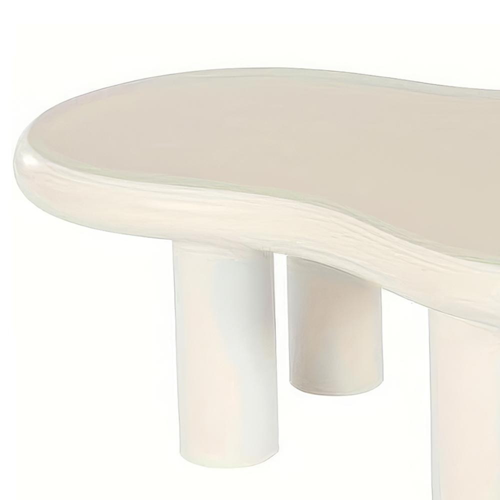 Coffee Table, Cloud Shaped Top, Modern Soft White Finish, 39 Inch -BM328632