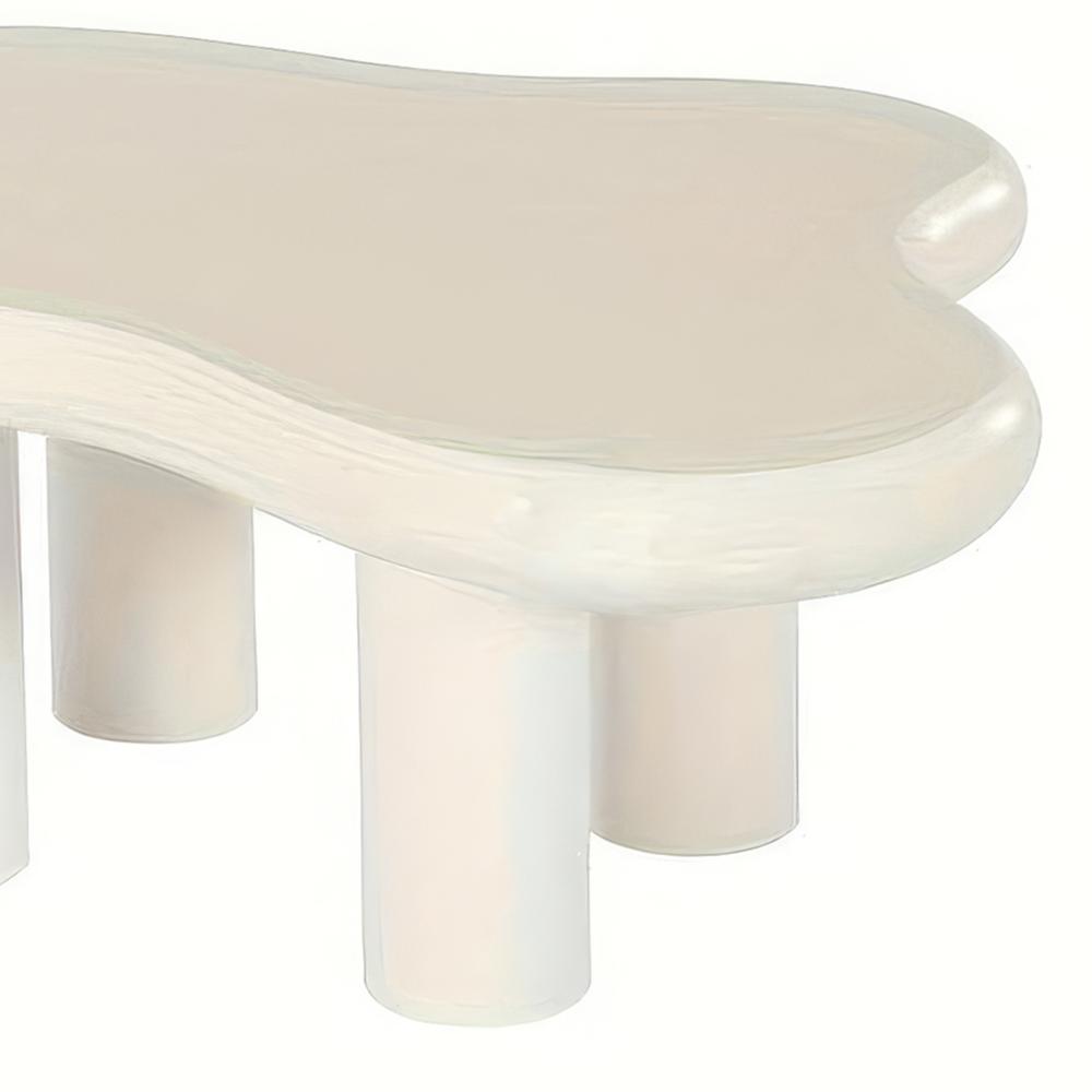 Coffee Table, Cloud Shaped Top, Modern Soft White Finish, 39 Inch -BM328632