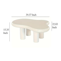 Coffee Table, Cloud Shaped Top, Modern Soft White Finish, 39 Inch -BM328632