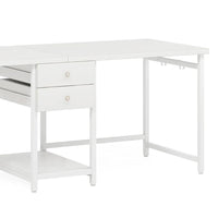 Office Desk, 78 Inch Glossy White, Metal Legs, 2 Drawers 1 Shelf -BM328634