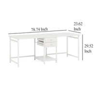 Office Desk, 78 Inch Glossy White, Metal Legs, 2 Drawers 1 Shelf -BM328634