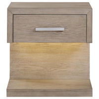 Keno Nightstand, 27 Inch Brown Acacia Wood, Storage Drawer, LED Light -BM328638