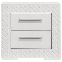Ivon Nightstand, 2 Drawers, 26 Inch Modern Glossy White Solid Hardwood -BM328643