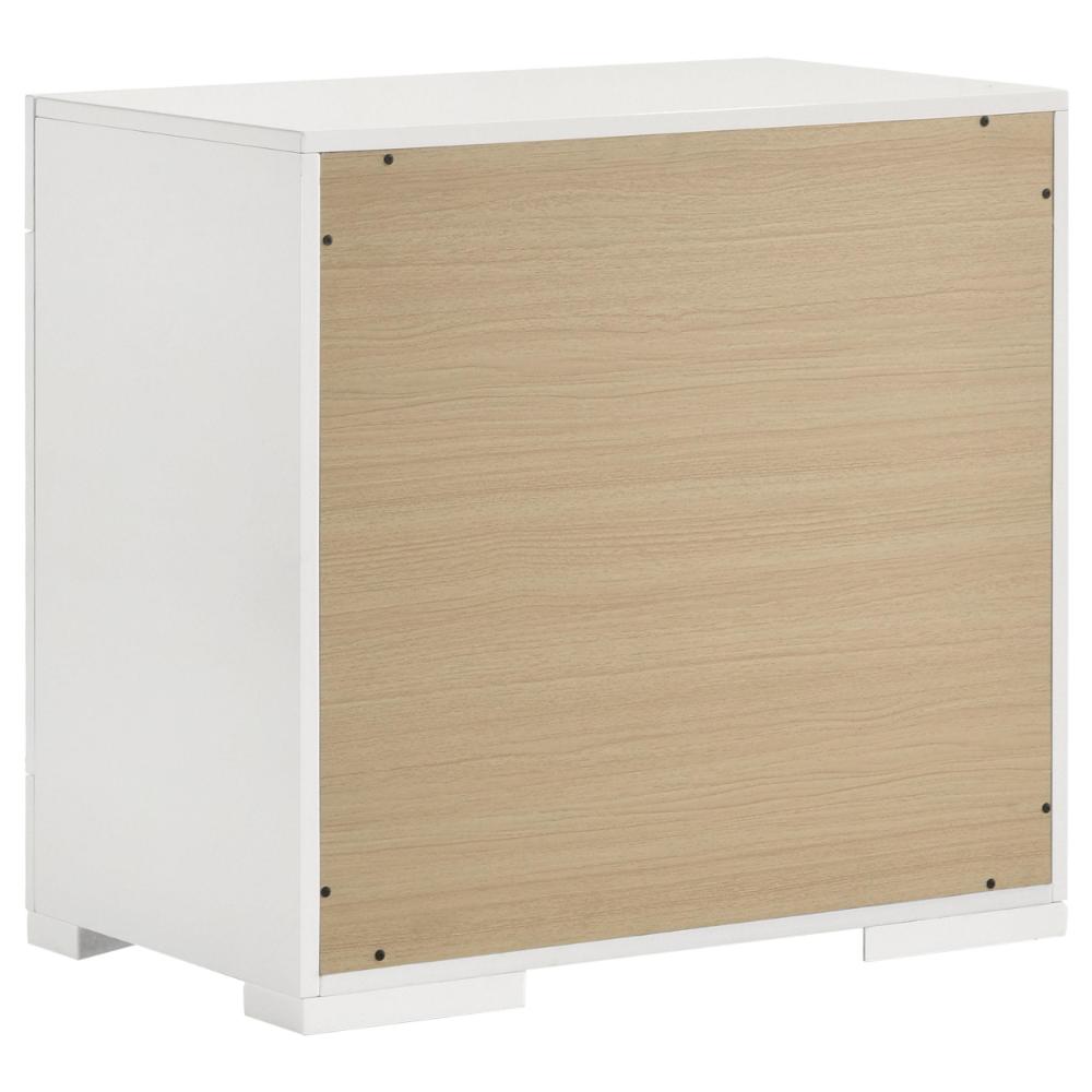 Ivon Nightstand, 2 Drawers, 26 Inch Modern Glossy White Solid Hardwood -BM328643