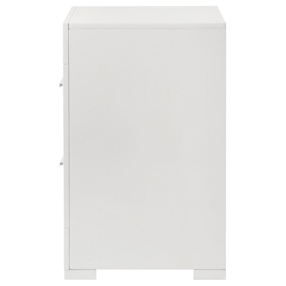 Ivon Nightstand, 2 Drawers, 26 Inch Modern Glossy White Solid Hardwood -BM328643