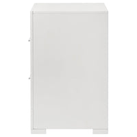 Ivon Nightstand, 2 Drawers, 26 Inch Modern Glossy White Solid Hardwood -BM328643