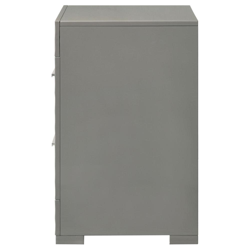 Ivon Nightstand, 2 Storage Drawers, 26 Inch Glossy Gray Hardwood -BM328648