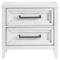 Leva Nightstand, 28 Inch, Distressed White Acacia Wood, 2 Drawers -BM328654