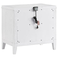 Leva Nightstand, 28 Inch, Distressed White Acacia Wood, 2 Drawers -BM328654