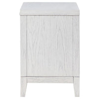 Leva Nightstand, 28 Inch, Distressed White Acacia Wood, 2 Drawers -BM328654