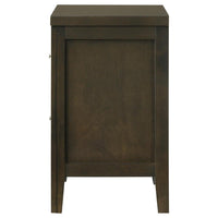 Wily Nightstand, Dark Brown Wood, 2 Drawers with Round Nickel Knobs -BM328673