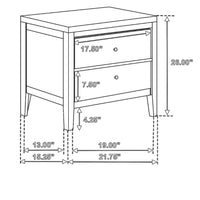 Wily Nightstand, Dark Brown Wood, 2 Drawers with Round Nickel Knobs -BM328673