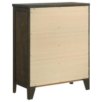 Wily Tall Dresser Chest, Dark Brown Wood, 4 Drawer, Round Nickel Knobs -BM328675