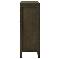 Wily Tall Dresser Chest, Dark Brown Wood, 4 Drawer, Round Nickel Knobs -BM328675