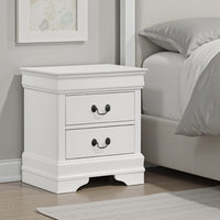 Nim Nightstand, 2 Storage Drawers, 24 Inch, Classic White Molded Trim -BM328685