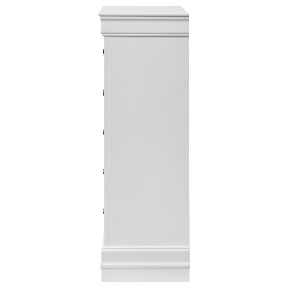 Nim Tall Dresser Chest, 5 Storage Drawers, Classic White Molded Trim -BM328687