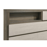 Fene Queen Size Bed, Bookcase Headboard, Wood Gray, Hidden Storage - BM328688